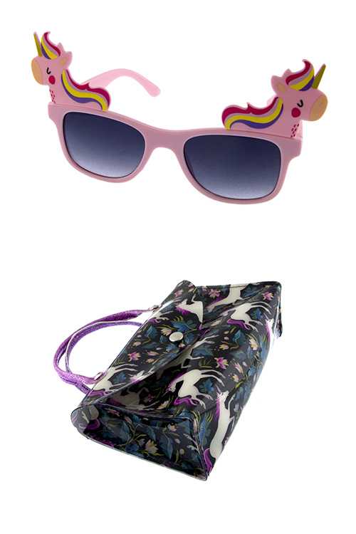 Kids unicorn plastic sunglasses w/ case accessory