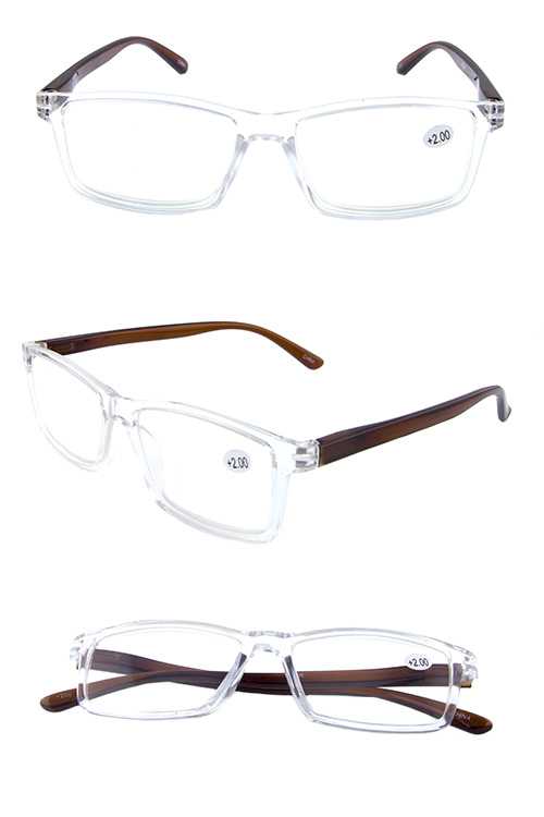 Clear plastic square style reading glasses