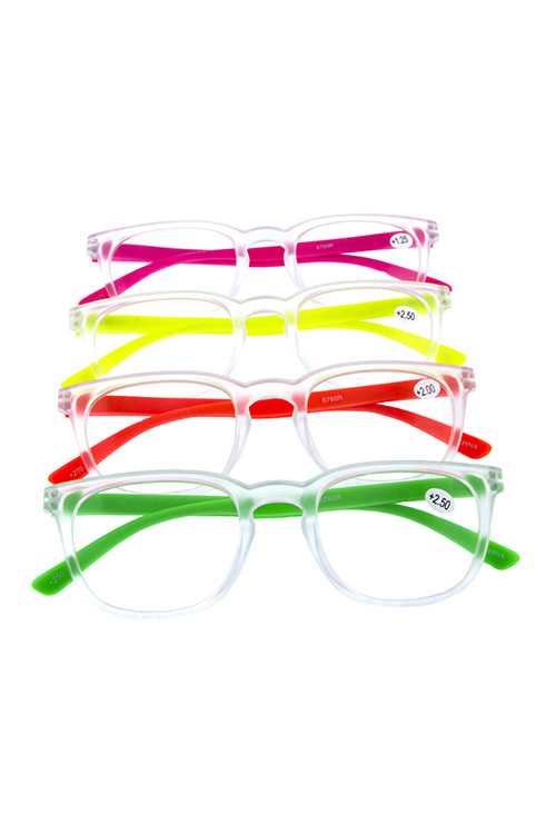 Neon plastic square reading glasses
