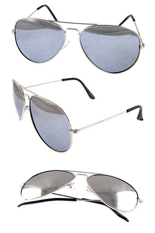 Unisex metal mirror lens aviator style sunglasses