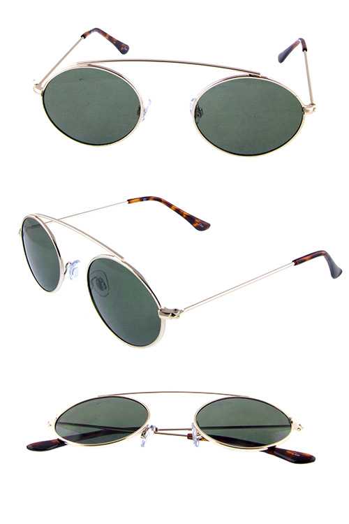Unisex oval nosebridgeless style metal sunglasses
