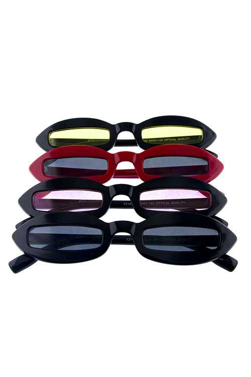 Womens rectangular oval slim plastic sunglasses
