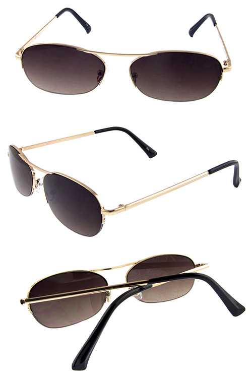 Womens oval metal vintage semi rimless sunglasses