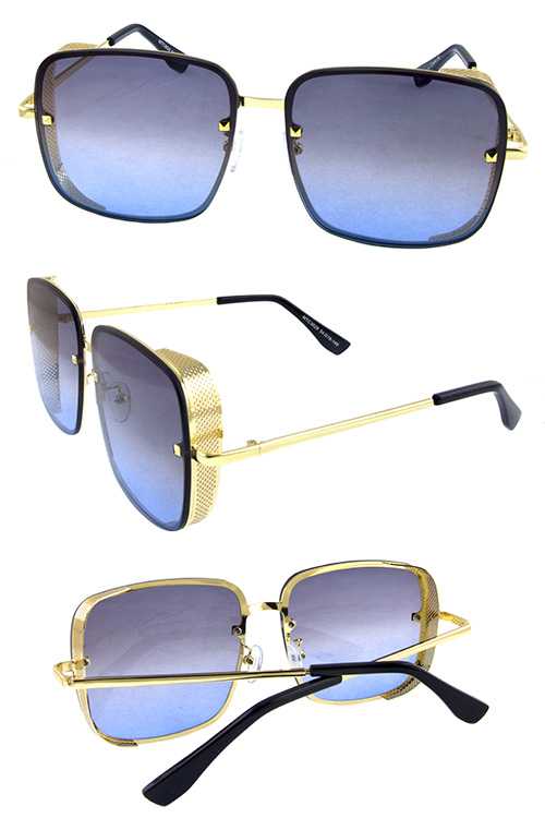 Unisex square metal sideshield style sunglasses