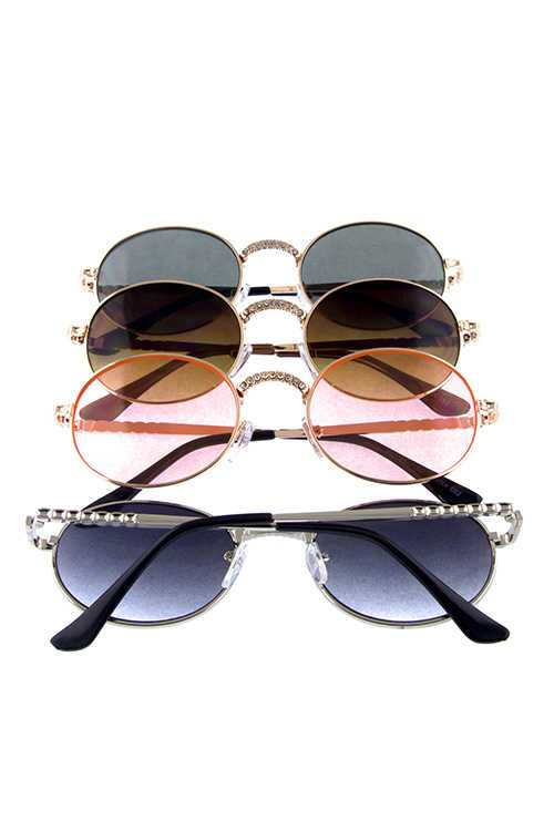 Womens oval rounded rhinestone sunglasses