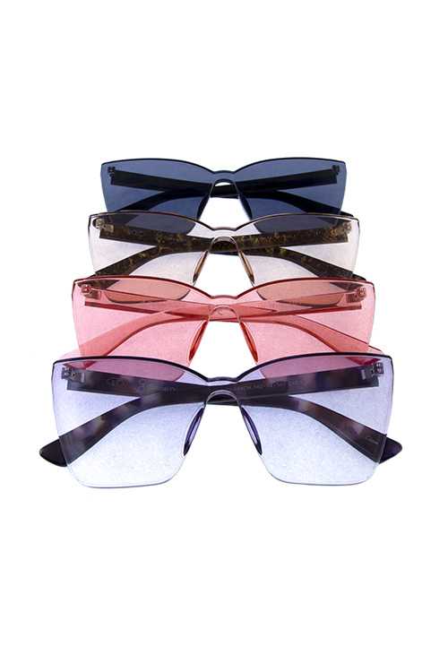 Womens rimless horned square plastic sunglasses