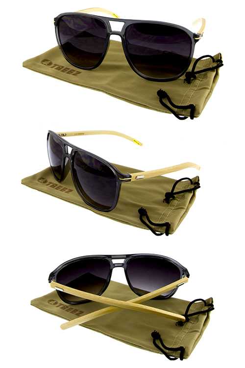 Unisex bamboo sunglasses w/ soft pouch