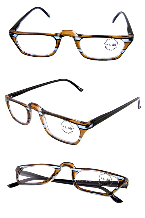 Unisex striped frame reader glasses