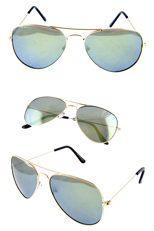 Womens reflective aviator metal sunglasses
