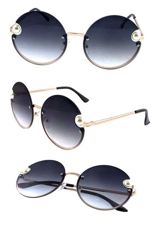 Womens circle rimless high fashion sunglasses
