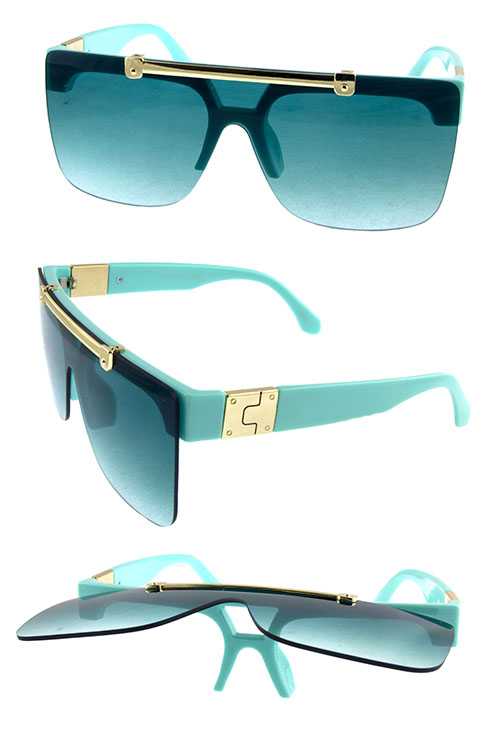 Womens flip up square rimless style sunglasses