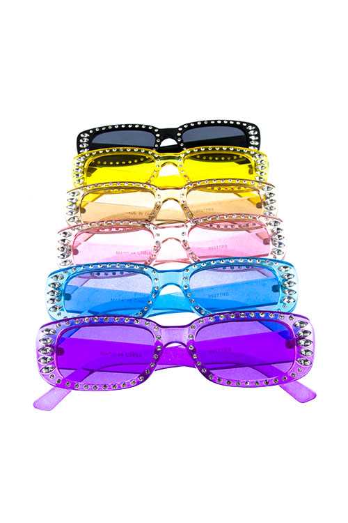 Womens rhinestone square plastic sunglasses