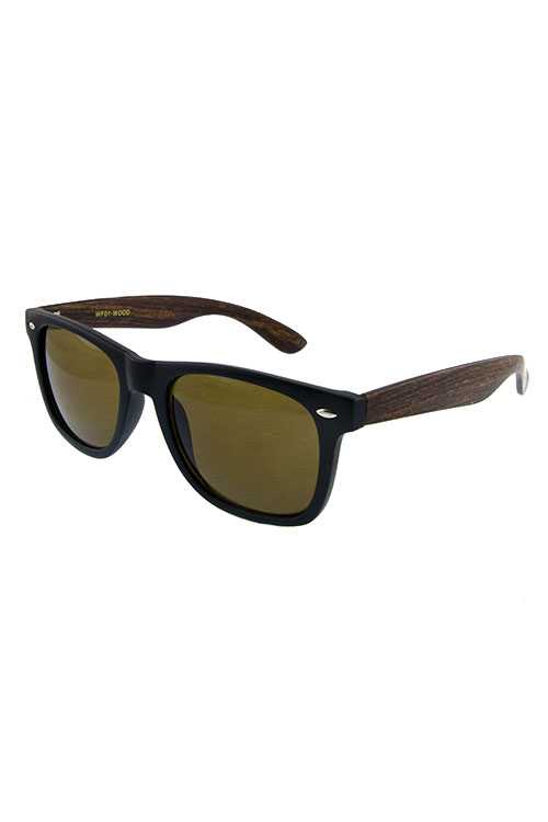 Unisex wooden style plastic square sunglasses