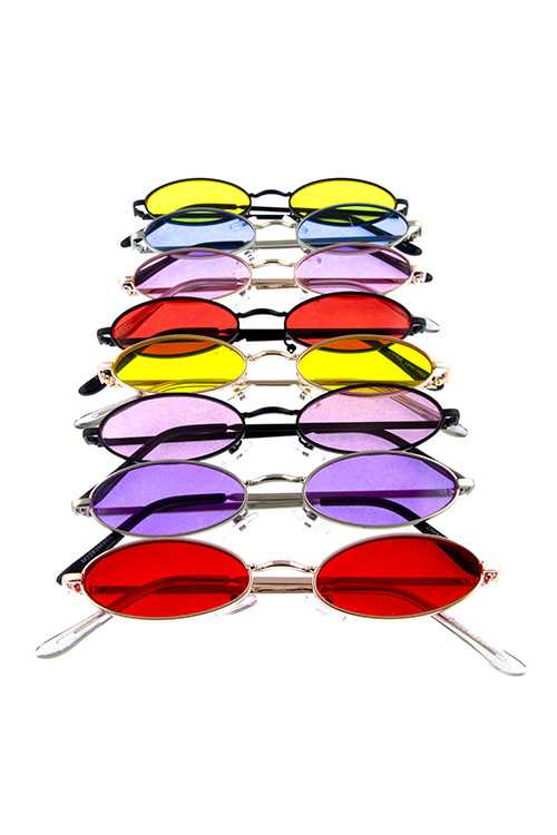 Womens metal oval round vintage style sunglasses