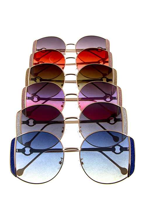 Womens metal fashion square rounded sunglasses