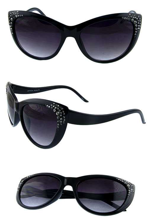 Womens high pointed plastic rhinestone sunglasses