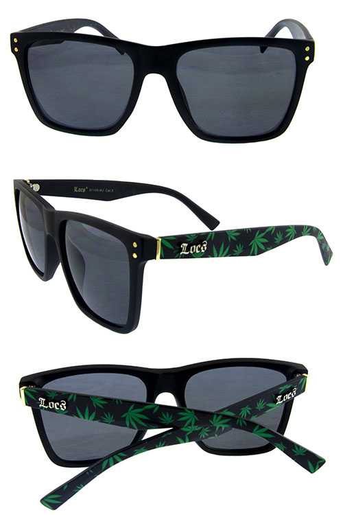 Mens marijuana leaf square plastic sunglasses