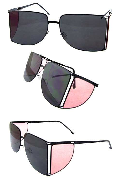 Womens premium fashion metal square sunglasses