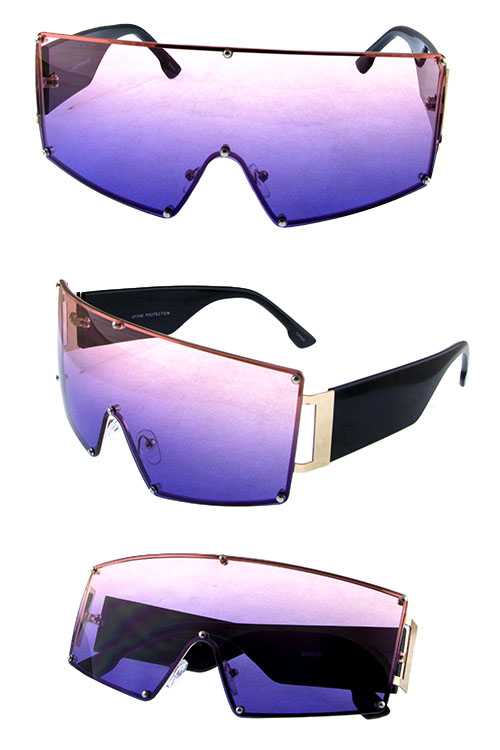 Womens rimless monolens square style sunglasses