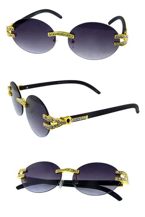 Womens rhinestone rimless round style sunglasses