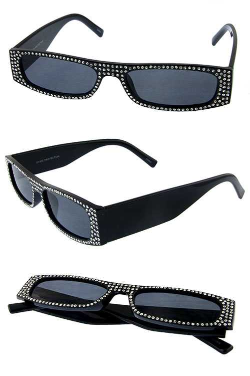 Womens rhinestone square style plastic sunglasses