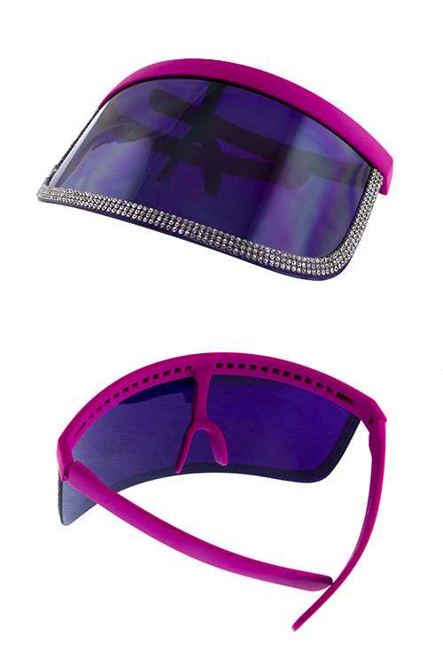 Womens rhinestone square shield style sunglasses