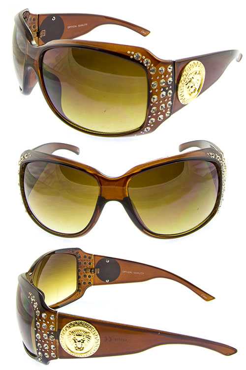 Greek lion Rhinestone Square plastic fashion sunglasses